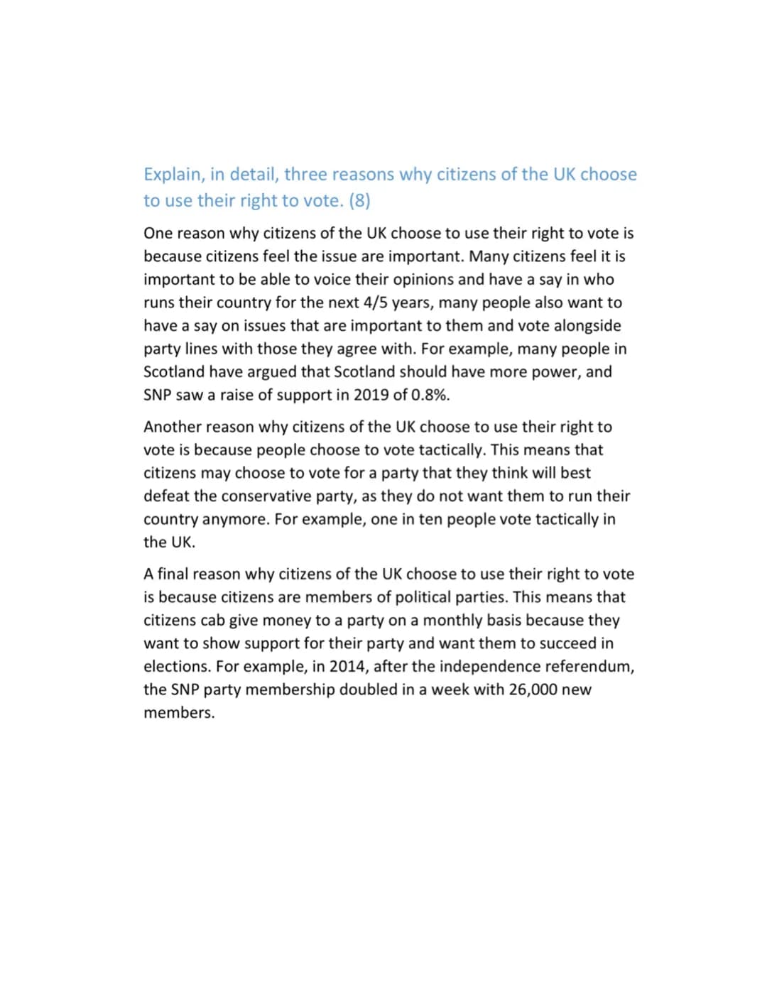 
<p>In the United Kingdom, two key features of democracy are freedom of speech and free media. Freedom of speech allows UK citizens to expre