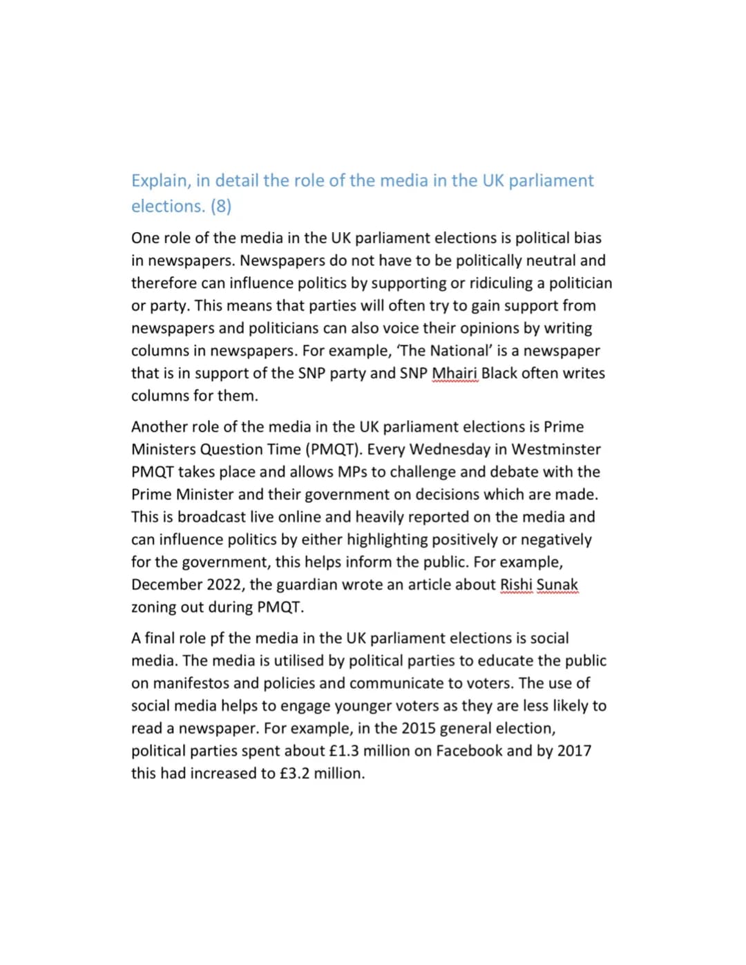 
<p>In the United Kingdom, two key features of democracy are freedom of speech and free media. Freedom of speech allows UK citizens to expre