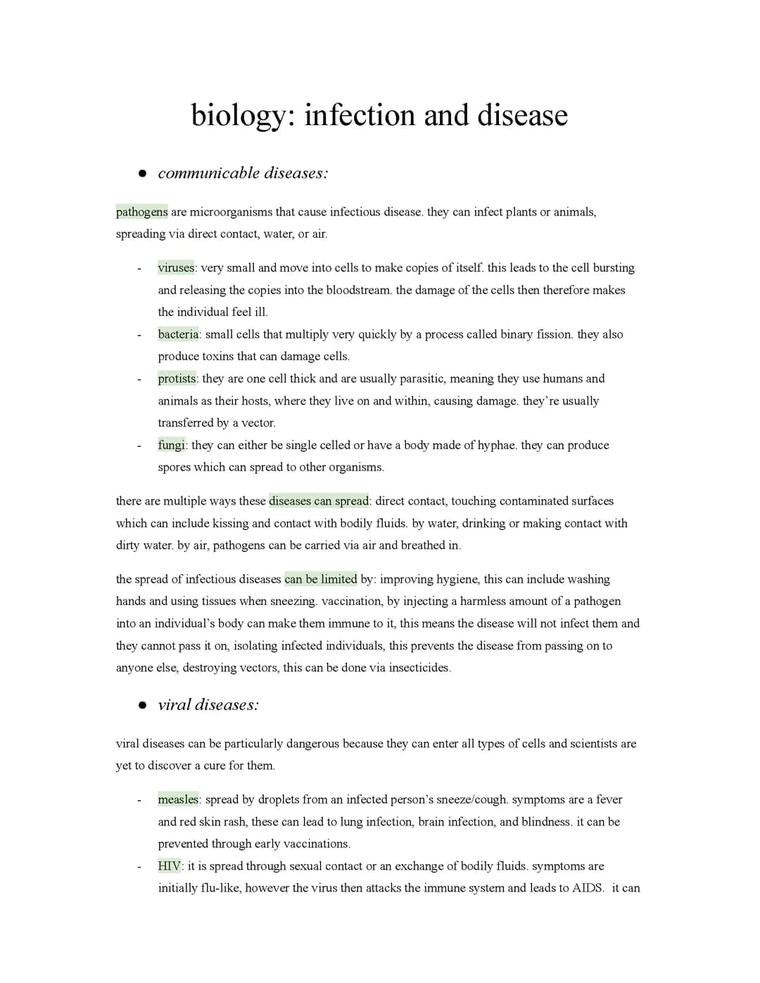 gcse | biology: infection & response
