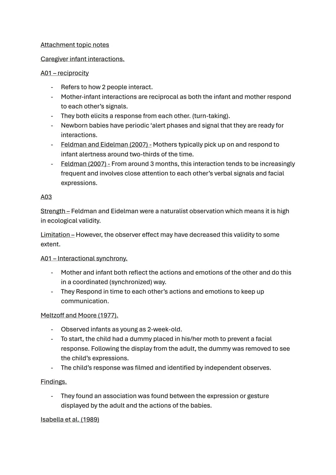 Attachment topic notes