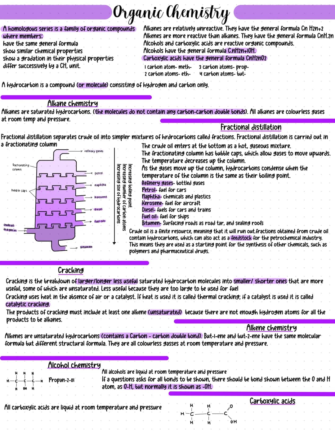 A homologous series is a family of organic compounds
where members:
I have the same general formula
show similar chemical properties
show a 
