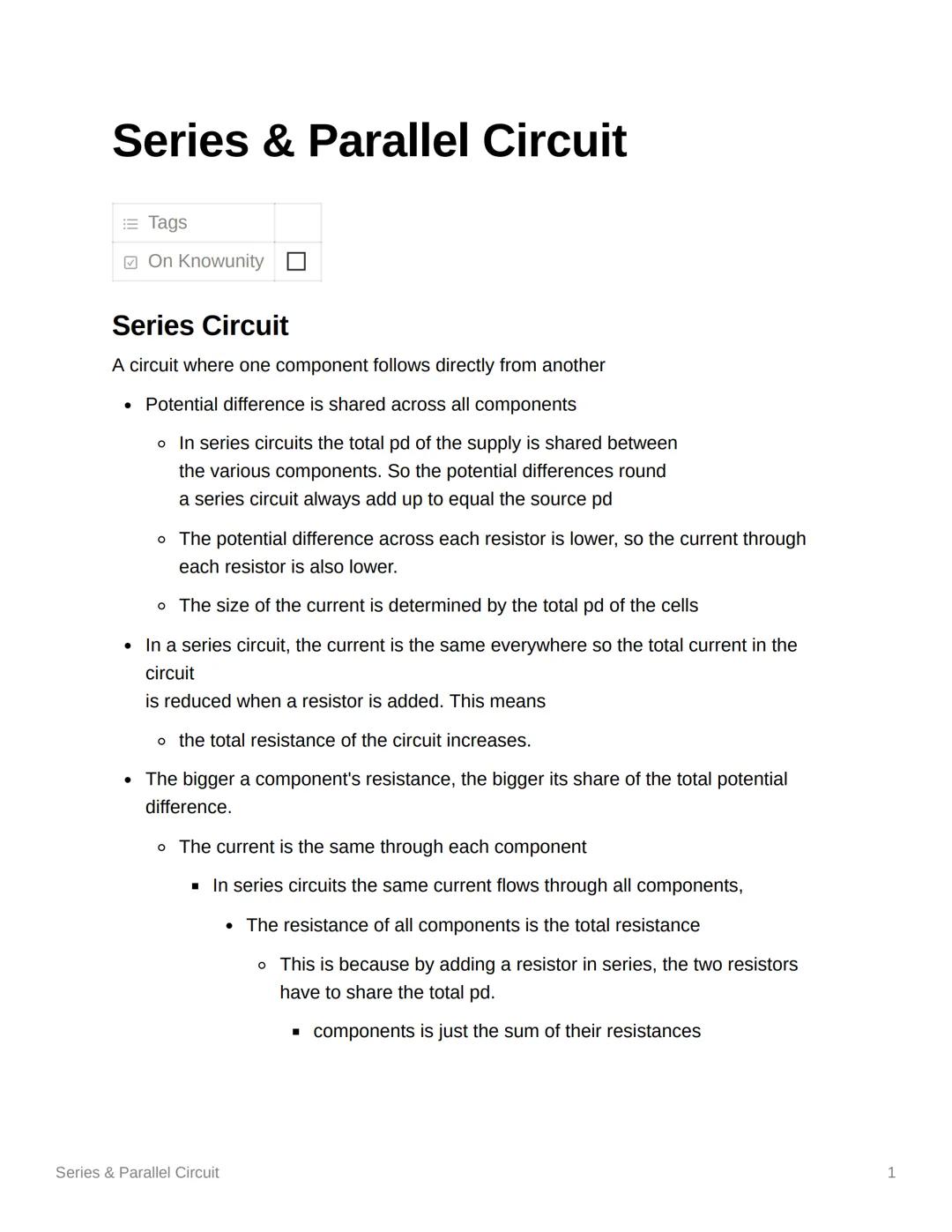 # Series & Parallel Circuit

Tags

On Knowunity

Series Circuit
A circuit where one component follows directly from another

Potential diffe