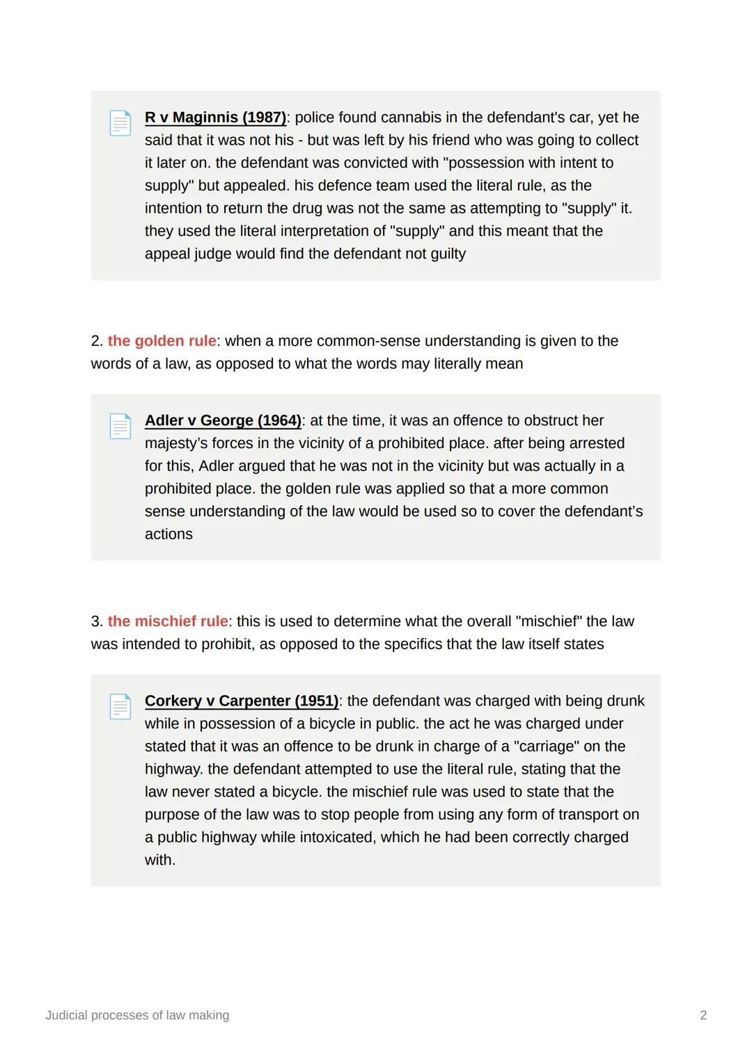 # Judicial processes of law
making

this is a source of law-making where the past decisions of a judge can create law for
future judges to f