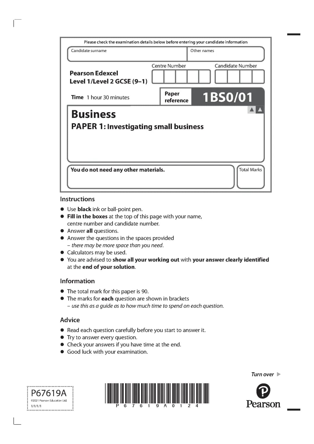 past paper business 1