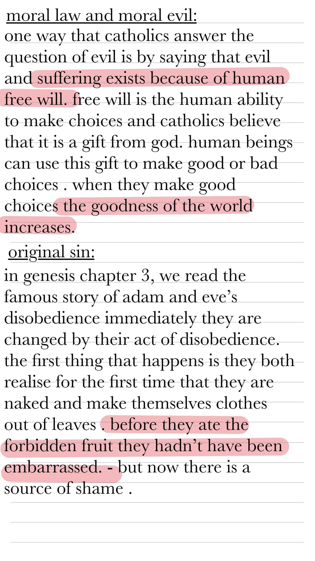 good and evil
- key concepts-
conscience : human reason making
moral decisions. the knowledge we have
of what is right or wrong and the god-