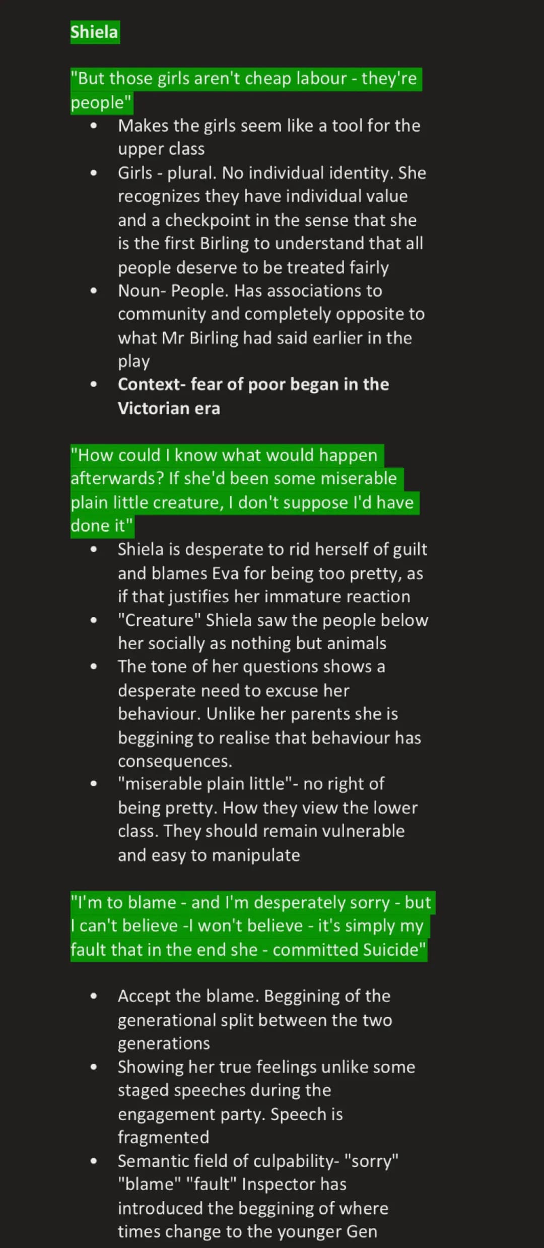 GCSE English: Sheila Birling Quotes and Analysis for Grade 9