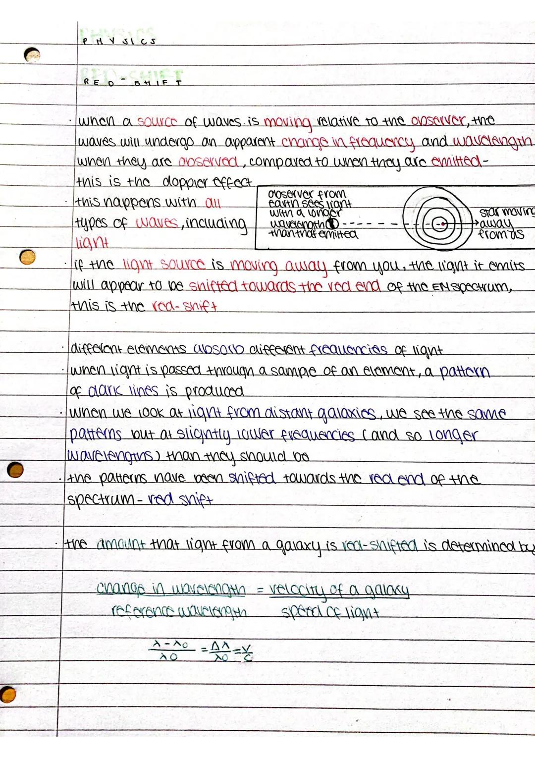 islos
PHYSICS
RED-SHIFT
when a source of waves. is moving relative to the observer, the
waves will undergo an apparent change in frequency a