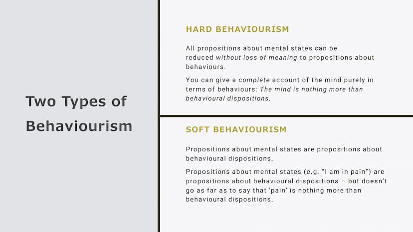 BEHAVIOURISM
Philosophy Revision Cards An Overview of
Behaviourism
Behaviourism is the idea that mental states -
such as pain, pleasure, sad