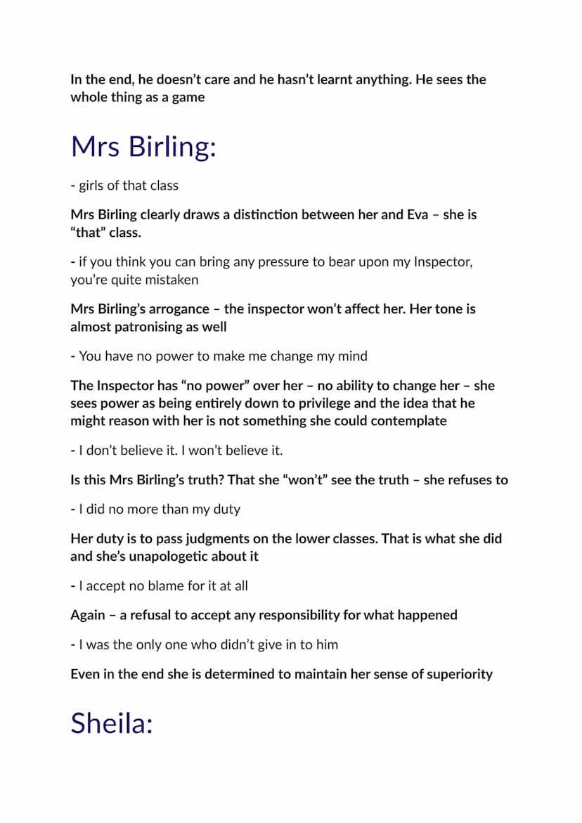 Mr Birling:
- A heavy looking, rather portentous man... provincial in this speech
Mr Birling is described as being "heavy looking" as though