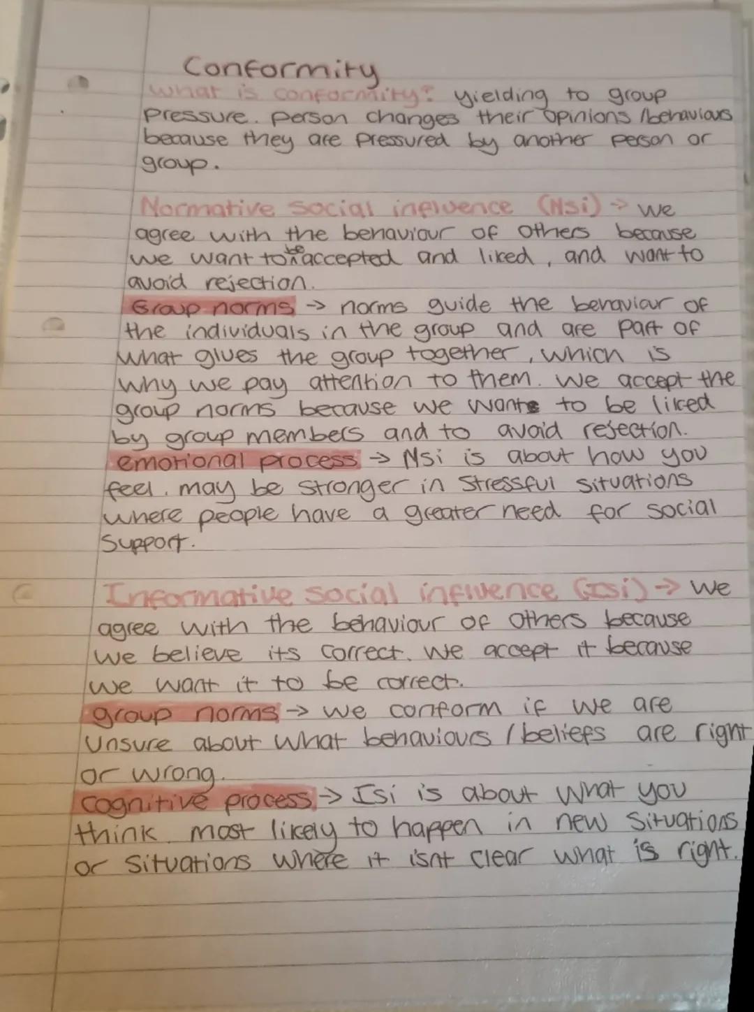 # Conformity.
what is conformity: yielding to group
Pressure. Person changes their opinions behavious
because they are pressured by another 