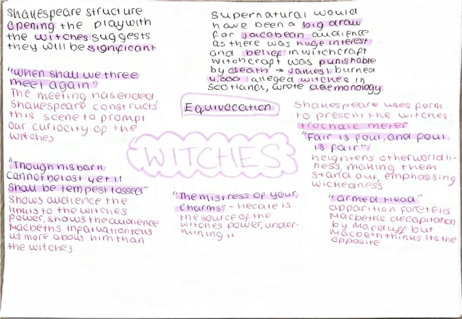 Shakespeare structure
opening the play with
the witches suggests
they will be significant

"when shal we three
meet again"
The meeting nas e