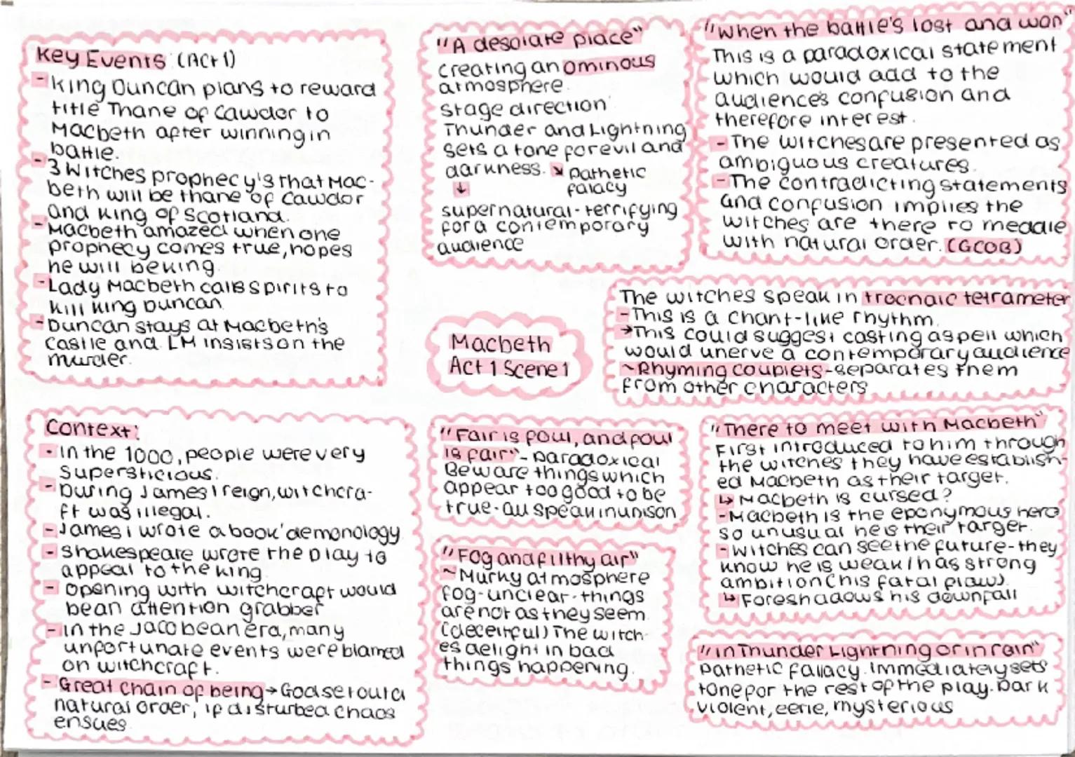 Shakespeare structure
opening the play with
the witches suggests
they will be significant

"when shal we three
meet again"
The meeting nas e
