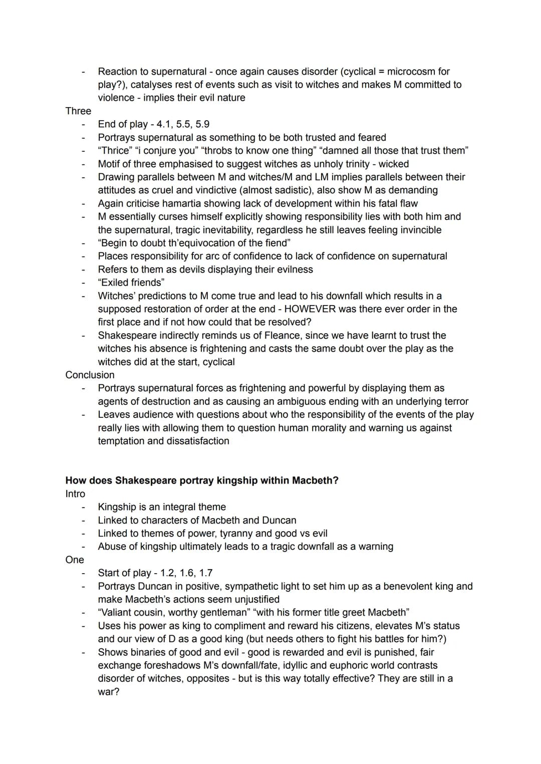 Macbeth Essay Plans
How does Shakespeare present guilt throughout the play?
Intro
-
One
Two
Three
Guilt is a major theme in the play
Integra