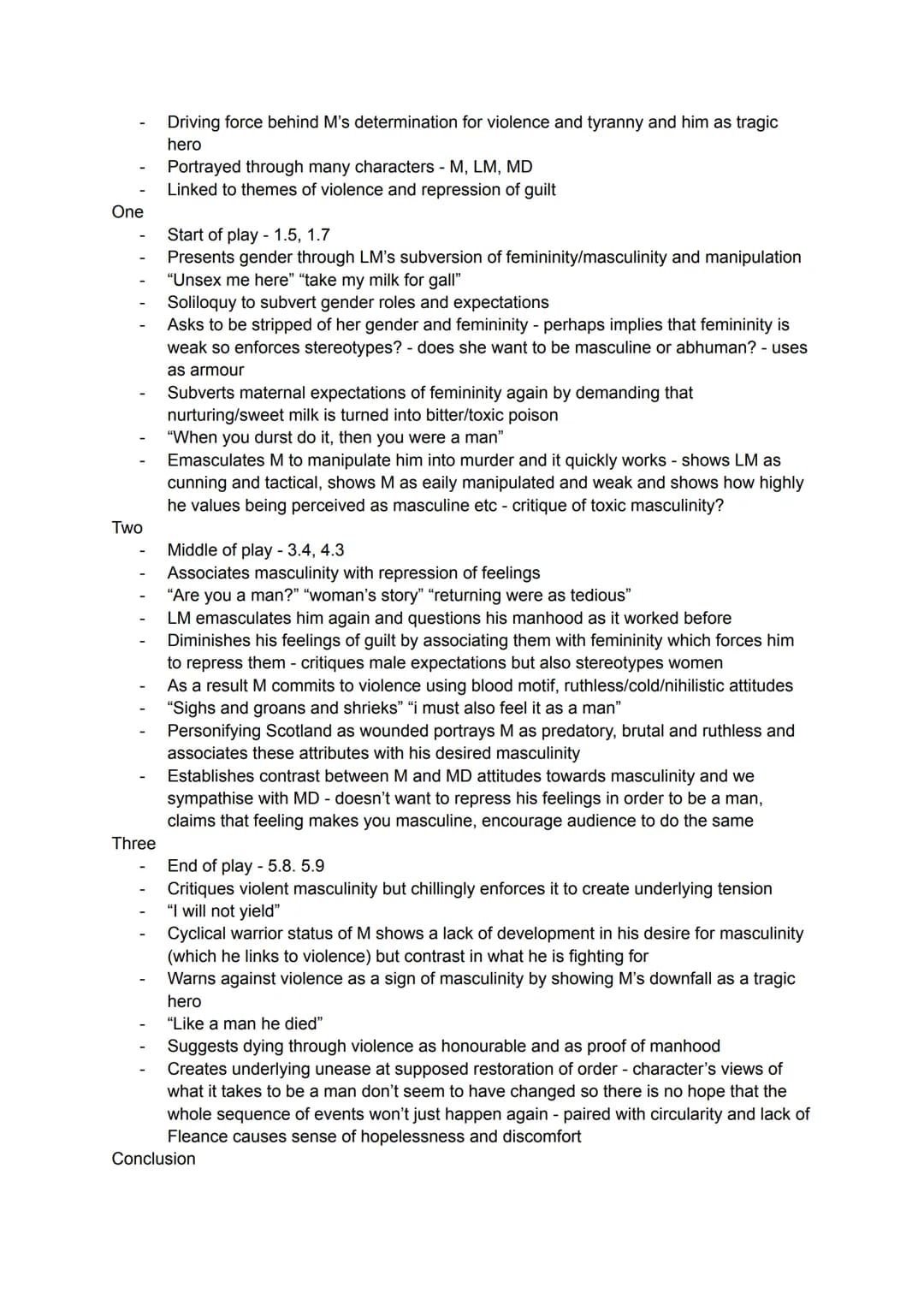 Macbeth Essay Plans
How does Shakespeare present guilt throughout the play?
Intro
-
One
Two
Three
Guilt is a major theme in the play
Integra