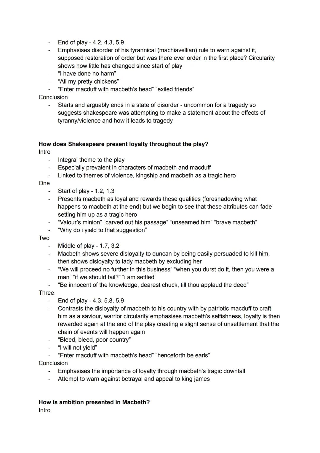 Macbeth Essay Plans
How does Shakespeare present guilt throughout the play?
Intro
-
One
Two
Three
Guilt is a major theme in the play
Integra