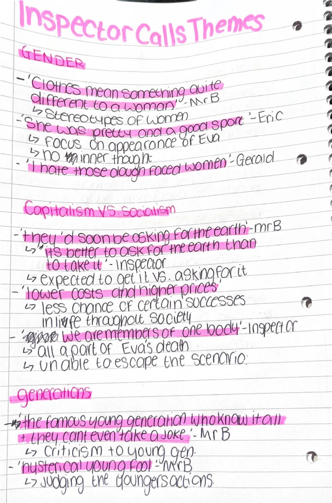 INSPECTOR CALLS THEMES +QUOTES