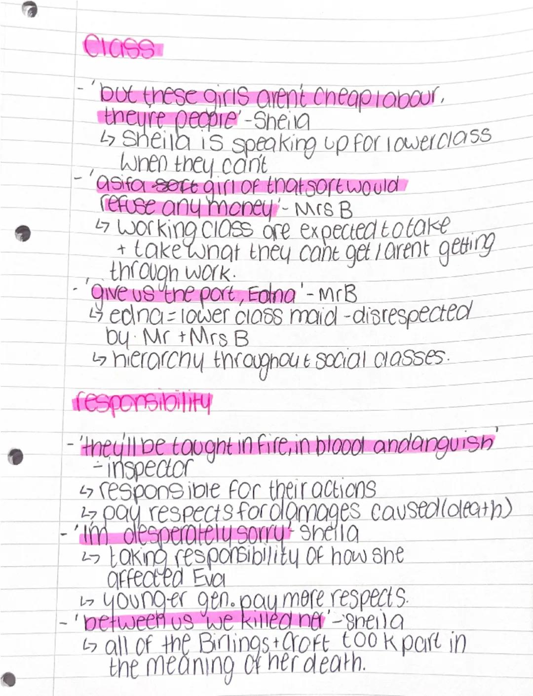 # Inspector Calls Themes

GENDER

-'Clothes mean something quite
different to a woman-MCB

↳ Stereotypes of women

-She was pretty and a goo