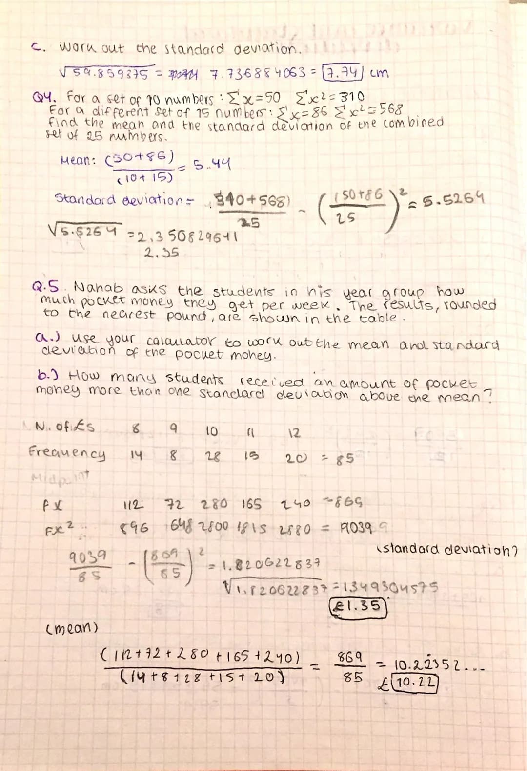 Lucia Tormo
variance and standard
Exercise 2E page 32)
Q1. Given that for a variable x: 2x=24 Σx²=78 n=8
Find:
a. the mean = 3
b. The varian