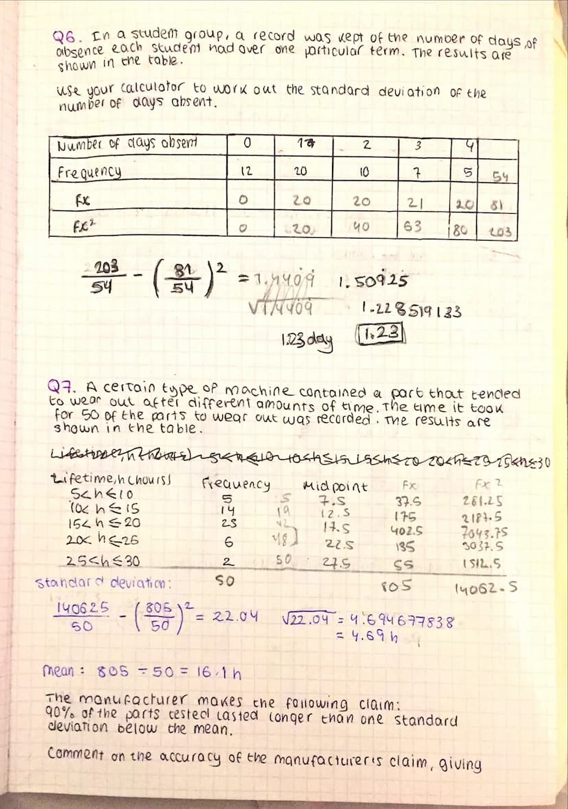 Lucia Tormo
variance and standard
Exercise 2E page 32)
Q1. Given that for a variable x: 2x=24 Σx²=78 n=8
Find:
a. the mean = 3
b. The varian