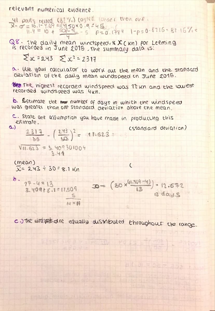 Lucia Tormo
variance and standard
Exercise 2E page 32)
Q1. Given that for a variable x: 2x=24 Σx²=78 n=8
Find:
a. the mean = 3
b. The varian