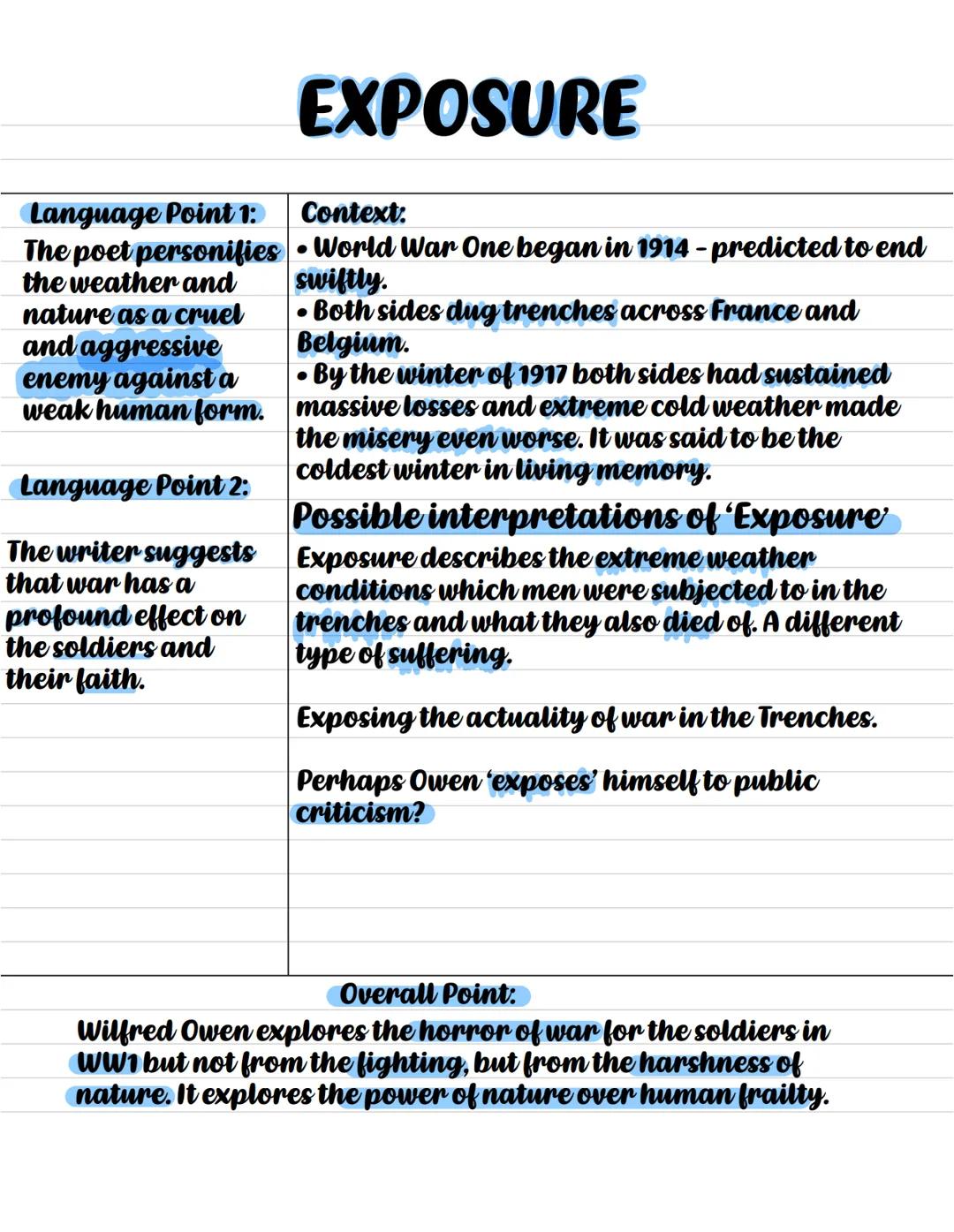 Exposure revision note