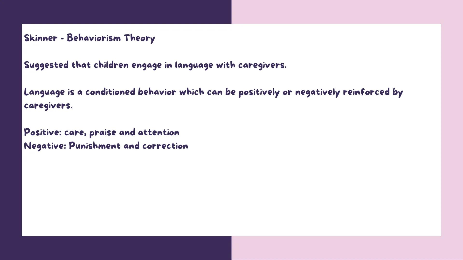 Key Theories for Child Language
Acquisition for the AQA A-Level
English Language Course.
This is Section B on Paper I
There is two questions