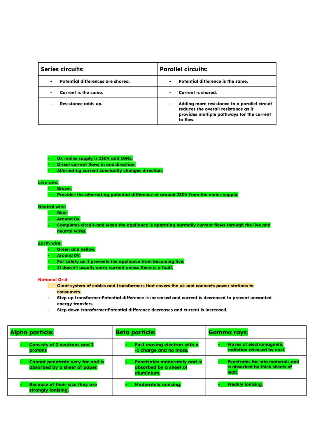 Energy lost from the gpe store Energy gained in the kinetic energy store
Specific heat capacity:amount of energy needed to raise the tempera