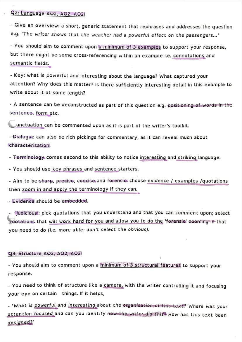 Paper 1 what AQA are looking for
Types of texts: literature prose fiction (novels and short stories) from 20th or 21st
century
You need to u