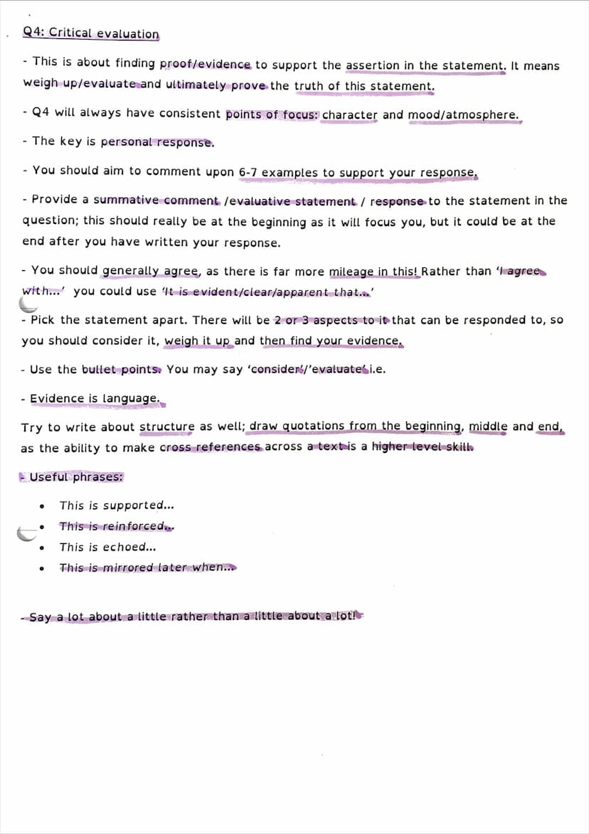Paper 1 what AQA are looking for
Types of texts: literature prose fiction (novels and short stories) from 20th or 21st
century
You need to u