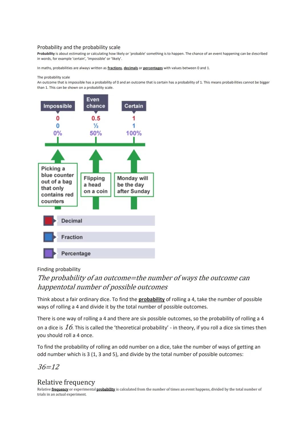 Probability and the probability scale
Probability is about estimating or calculating how likely or 'probable' something is to happen. The ch