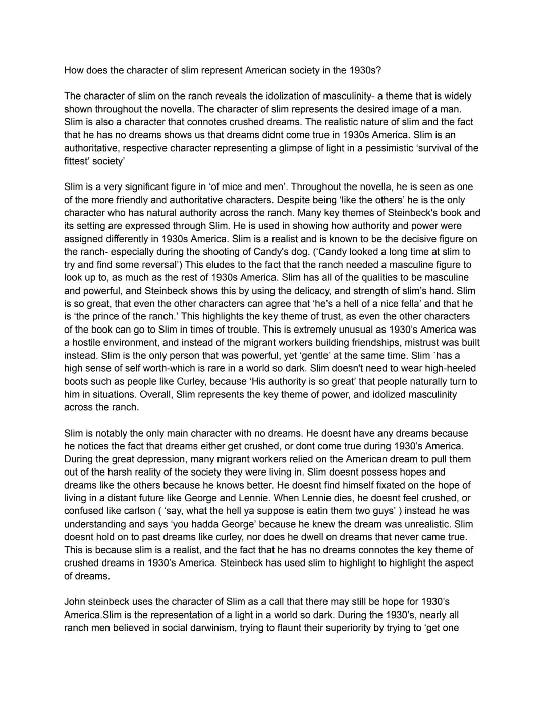 Why Slim is Important in Of Mice and Men