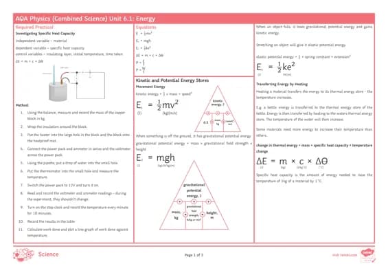 Know GCSE Energy Knowledge Organiser  thumbnail