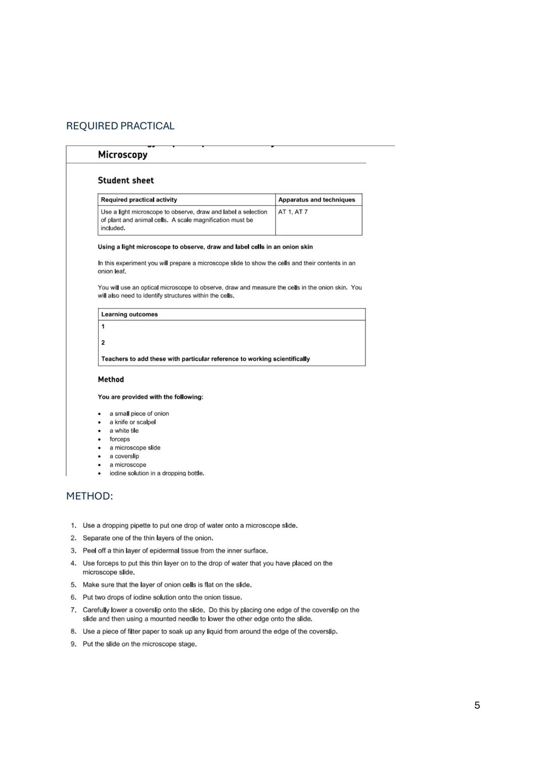 Some of the most common equations you'll need to know for the GCSE biology exam
are:
✔ Magnification (X) - Image size (µm)/ real size (µm)
T