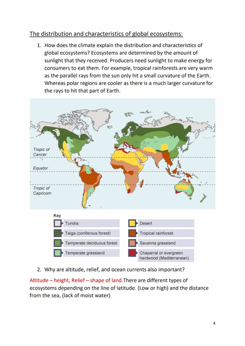 Revision for Living with the physical environment – Ecosystems and
Tropical Rainforest
Ecosystems:
1. What is an ecosystem? An ecosystem is 