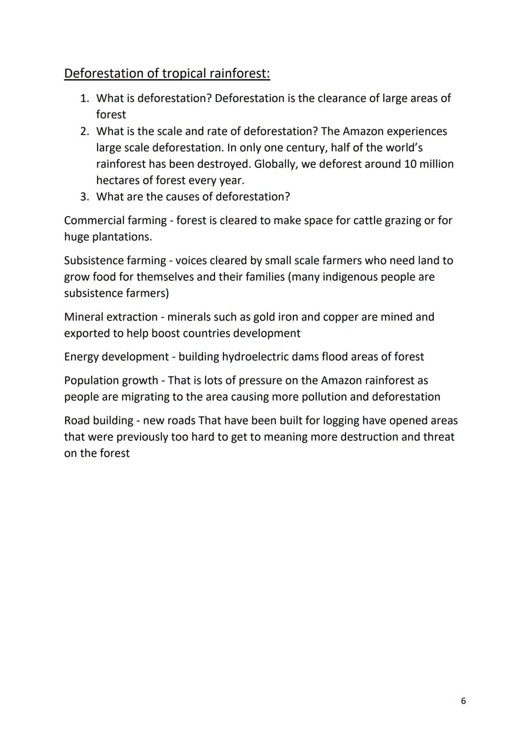 Revision for Living with the physical environment – Ecosystems and
Tropical Rainforest
Ecosystems:
1. What is an ecosystem? An ecosystem is 