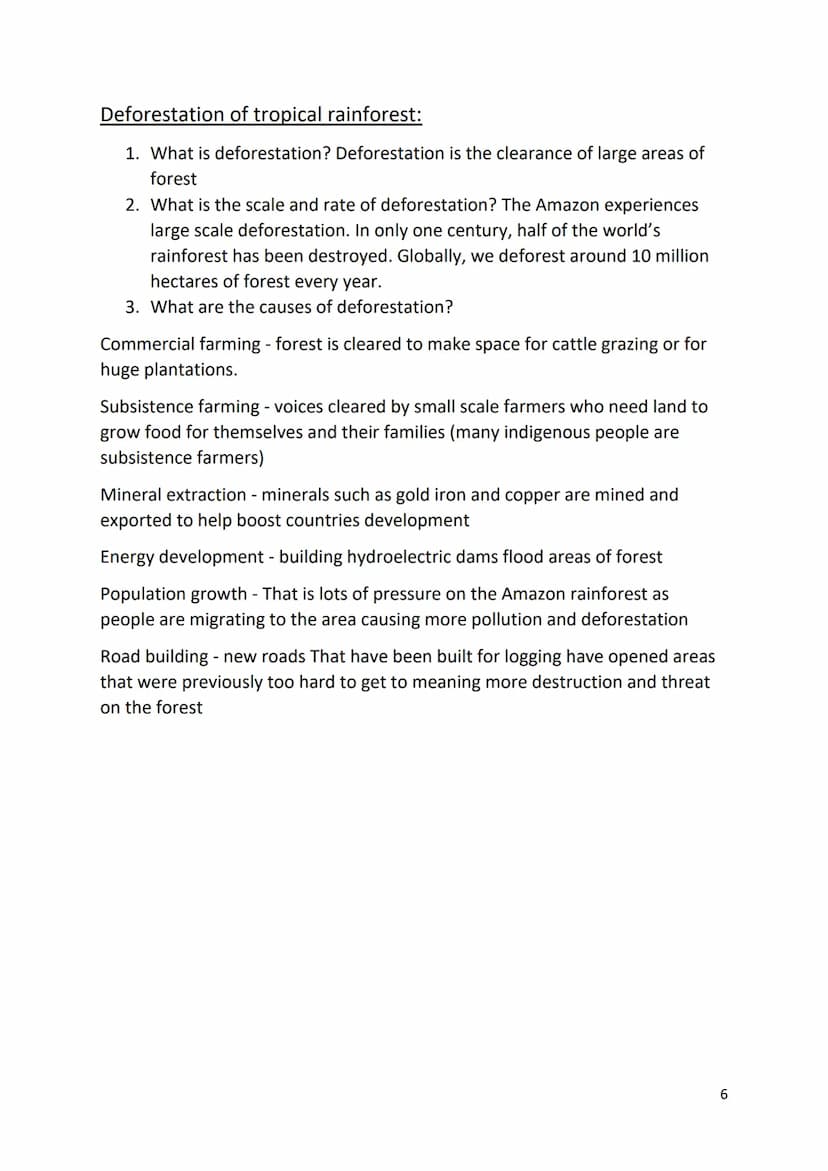 Revision for Living with the physical environment – Ecosystems and
Tropical Rainforest
Ecosystems:
1. What is an ecosystem? An ecosystem is 