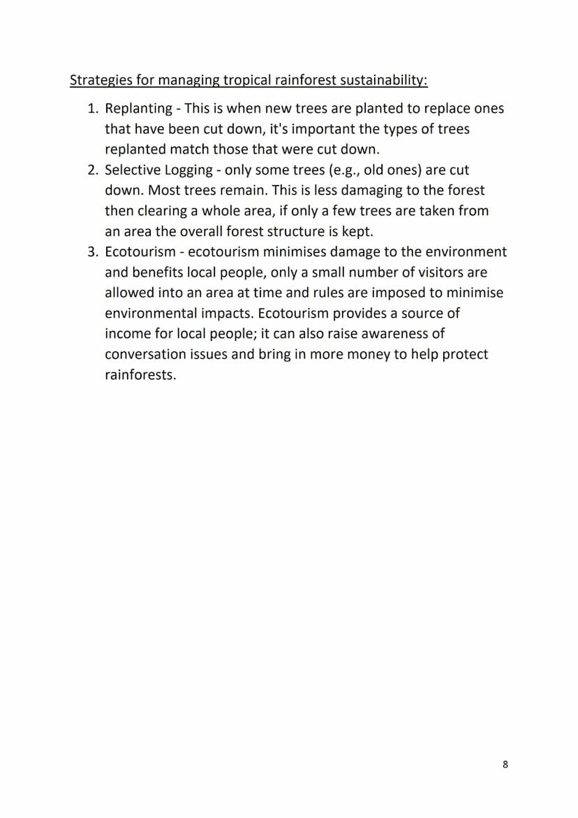 Revision for Living with the physical environment – Ecosystems and
Tropical Rainforest
Ecosystems:
1. What is an ecosystem? An ecosystem is 