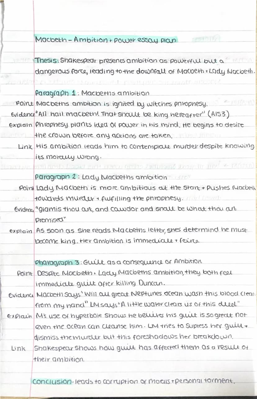 --- OCR Start ---
Macbeth-Supernatural essay plan
Thesis: Supernatural presented as a dark manipulative force
that influences Macbeths decis