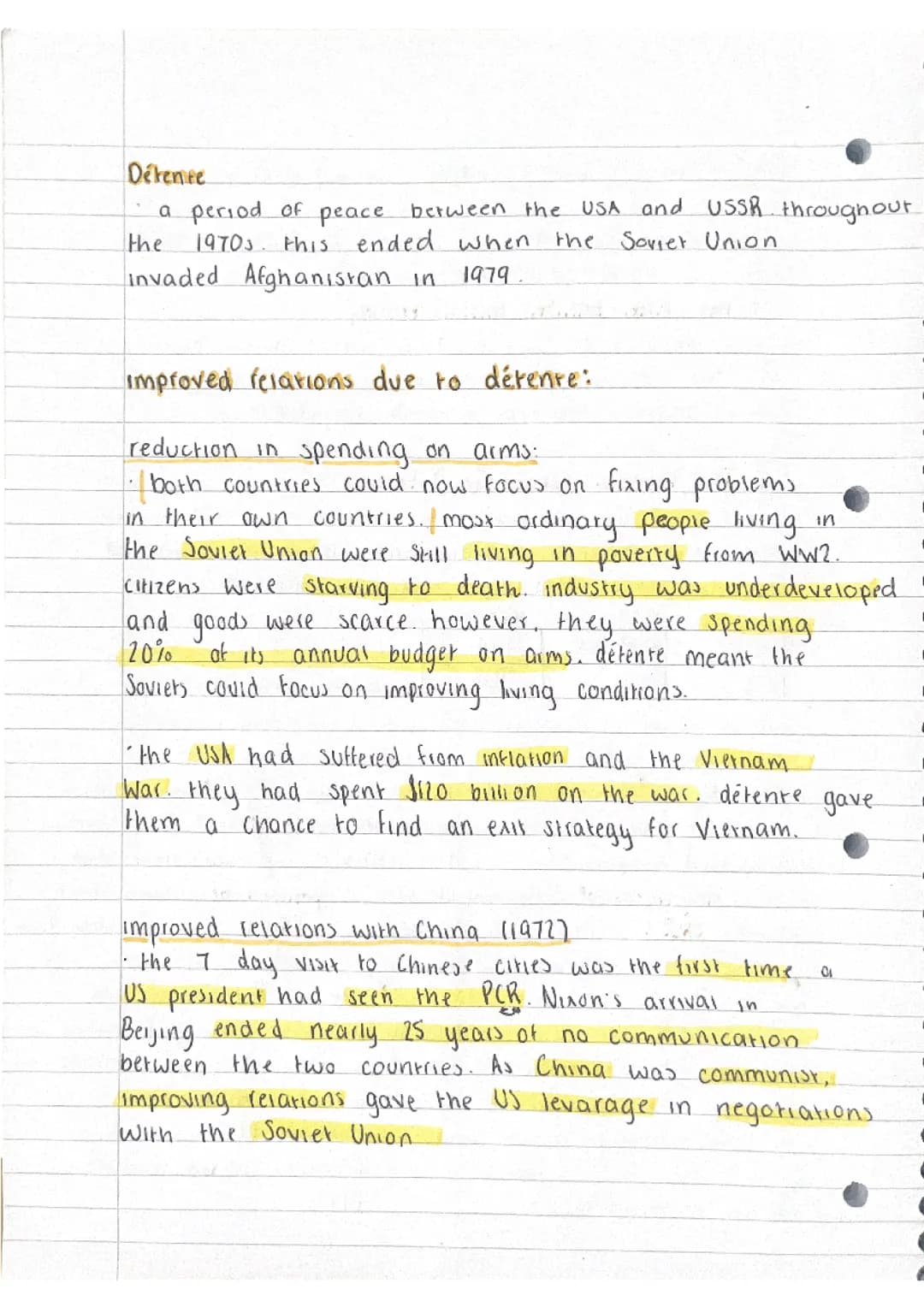 edexcel the end of the cold war 1970-91 full set of detailed notes