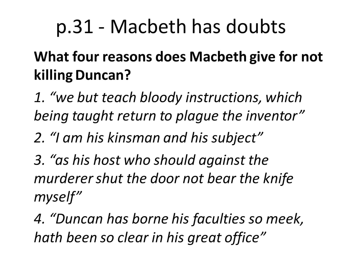 Lady Macbeth's Soliloquy
Come, you spirits
That tend on mortal thoughts, unsex me here,
And fill me from the crown to the toe top-full
Of di
