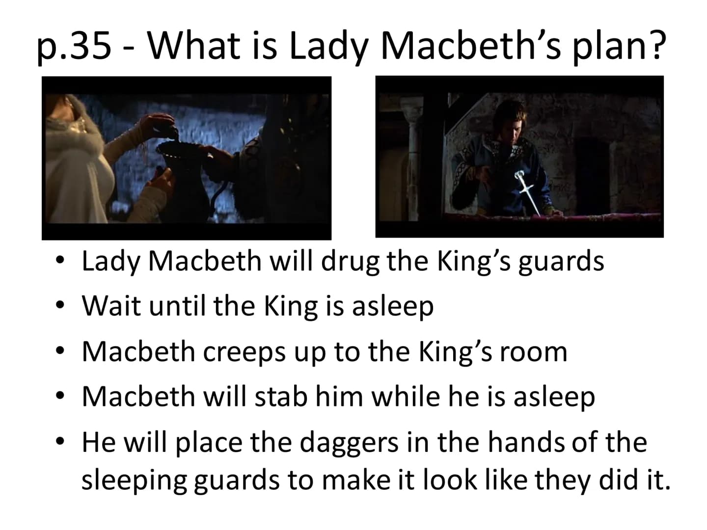 Lady Macbeth's Soliloquy
Come, you spirits
That tend on mortal thoughts, unsex me here,
And fill me from the crown to the toe top-full
Of di