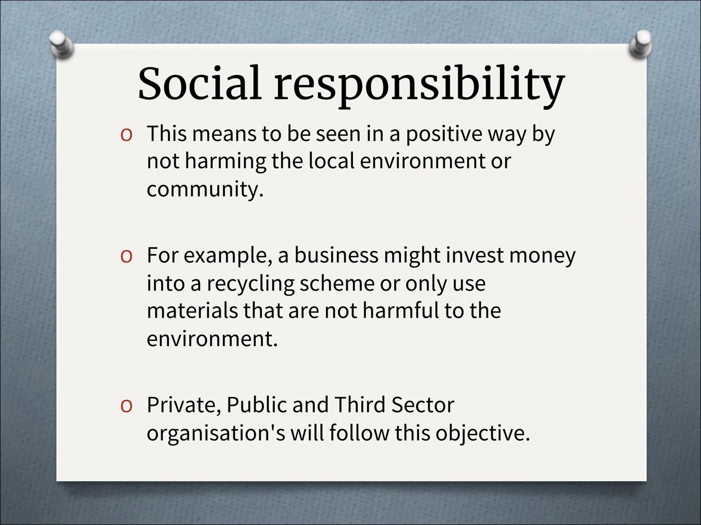 # Business Objectives # Aims

To be able to describe different types of
objectives a business might have

To identify which ones, relate to 