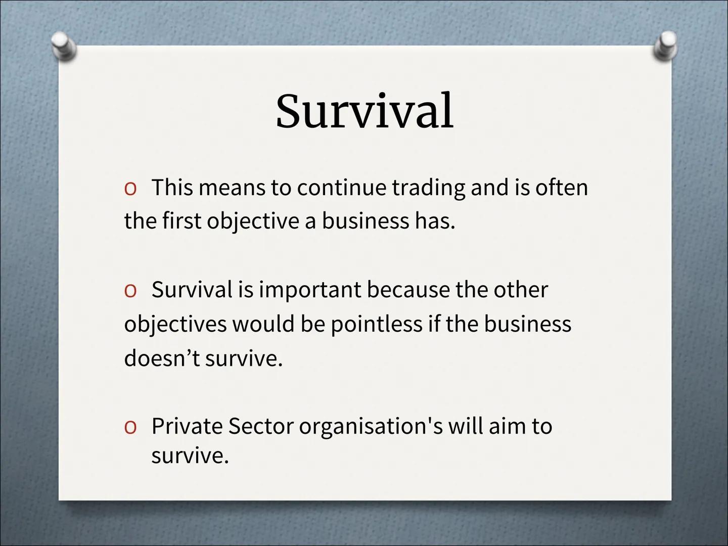 # Business Objectives # Aims

To be able to describe different types of
objectives a business might have

To identify which ones, relate to 