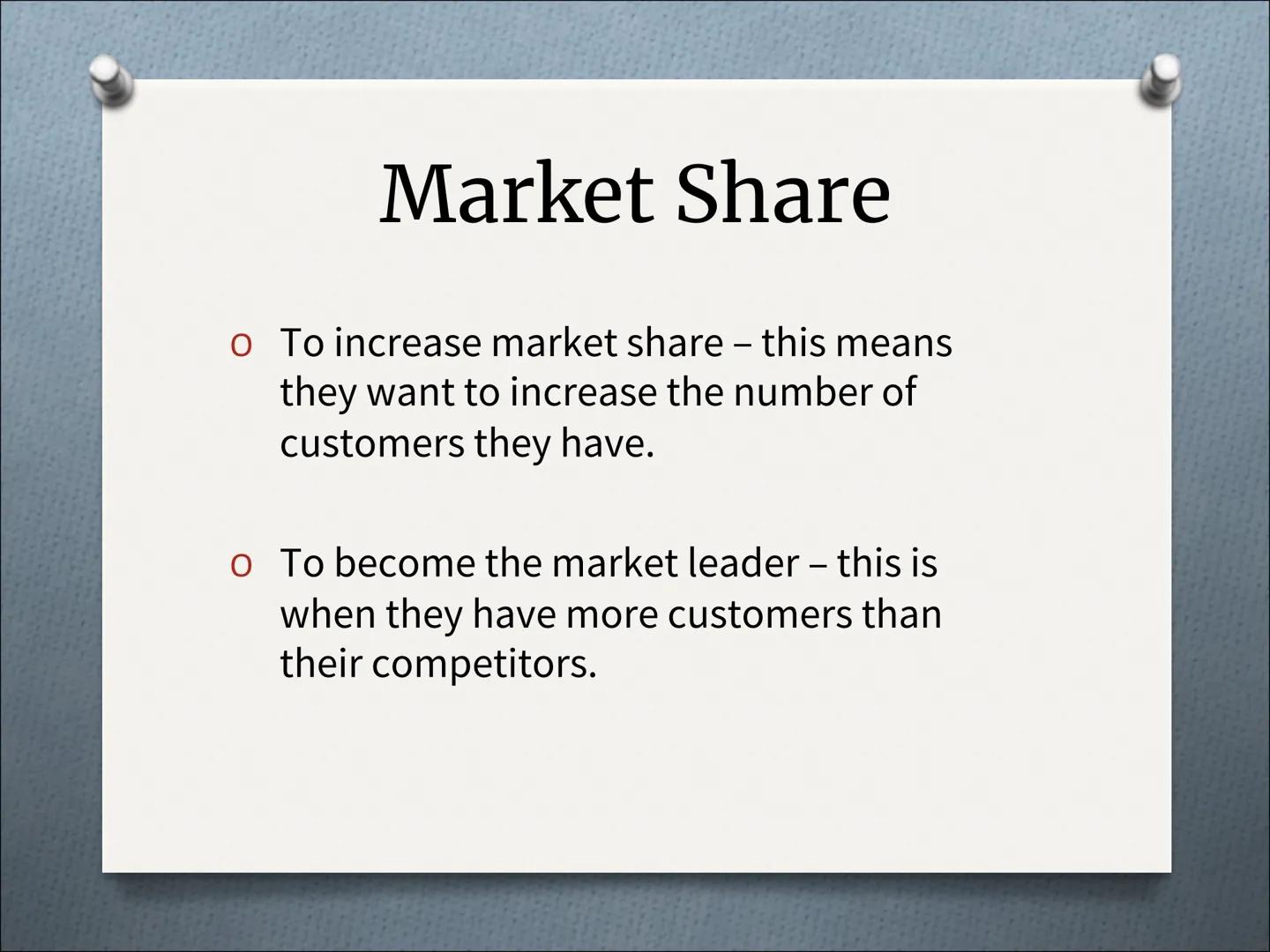 # Business Objectives # Aims

To be able to describe different types of
objectives a business might have

To identify which ones, relate to 