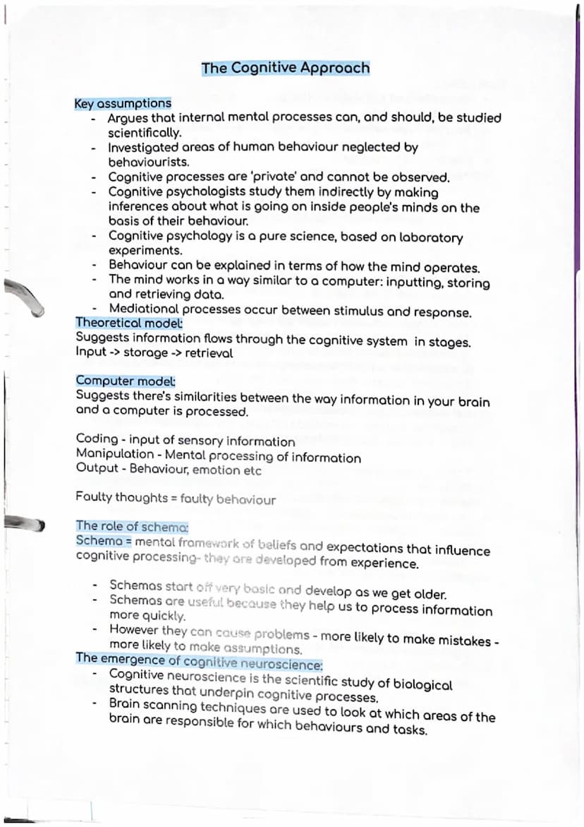 The Biological Approach
The biological approach emphasises the importance of physical
processes in the body such as genetic inheritance and 