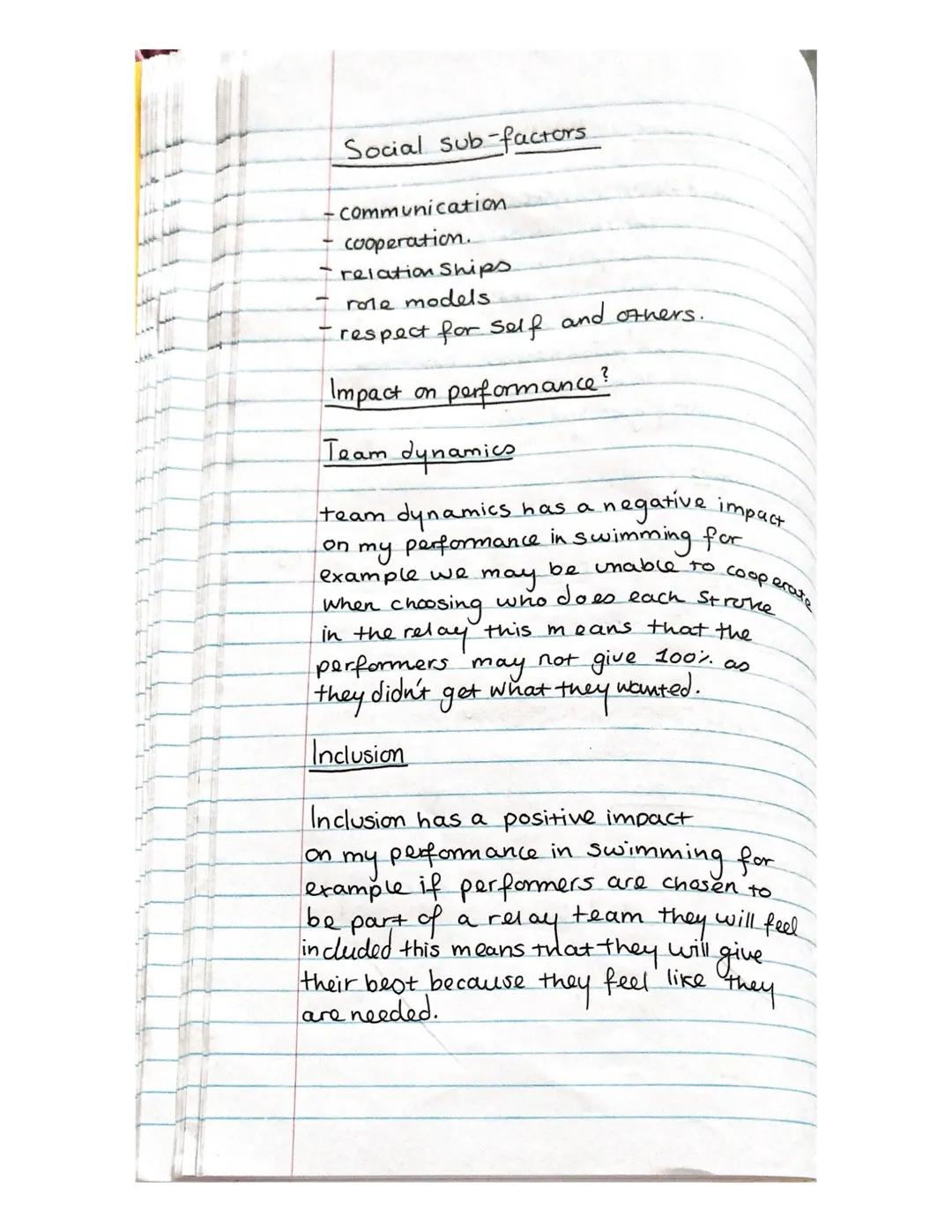 The social factor - Plan.

team ettiquette-the way the team bonds and
the relationships that the
Players have with one another.
team dynamic