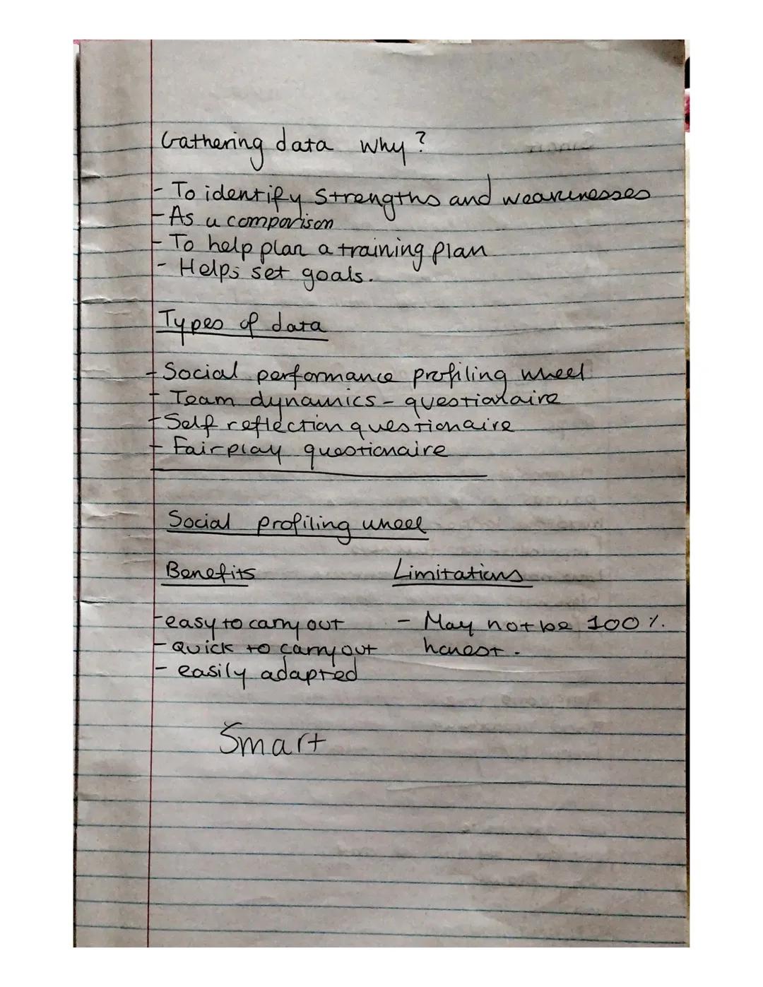 The social factor - Plan.

team ettiquette-the way the team bonds and
the relationships that the
Players have with one another.
team dynamic