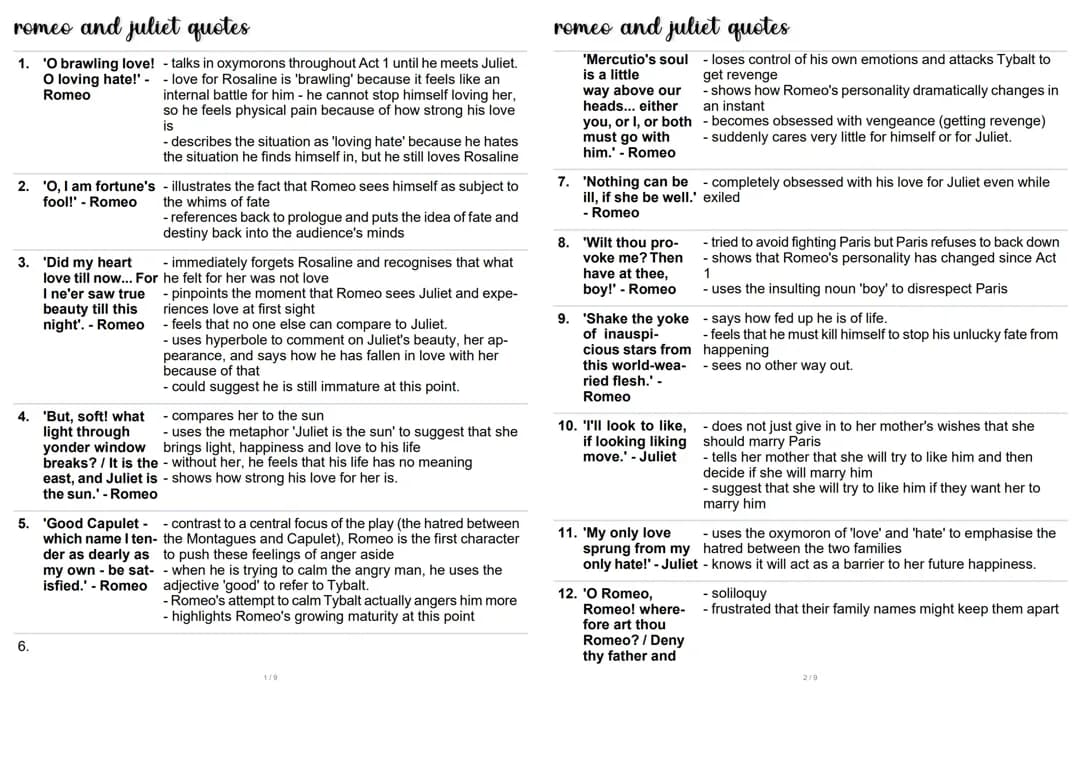 Romeo and Juliet Quotes: Love, Fate, and Analysis