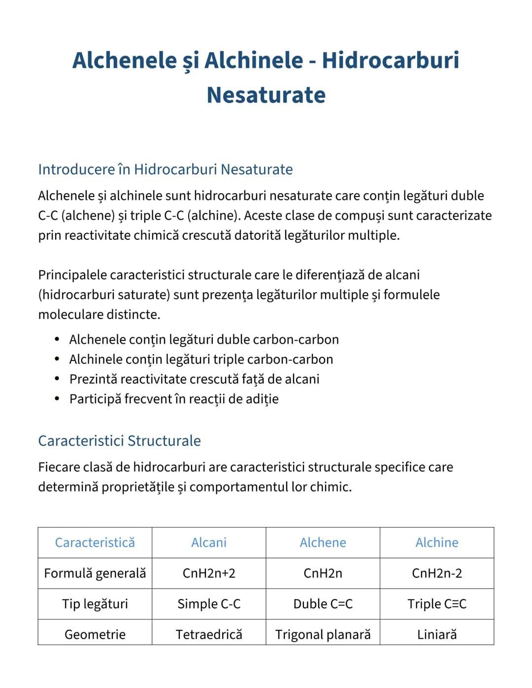 # Alchenele şi Alchinele - Hidrocarburi
Nesaturate

Introducere în Hidrocarburi Nesaturate

Alchenele şi alchinele sunt hidrocarburi nesatur