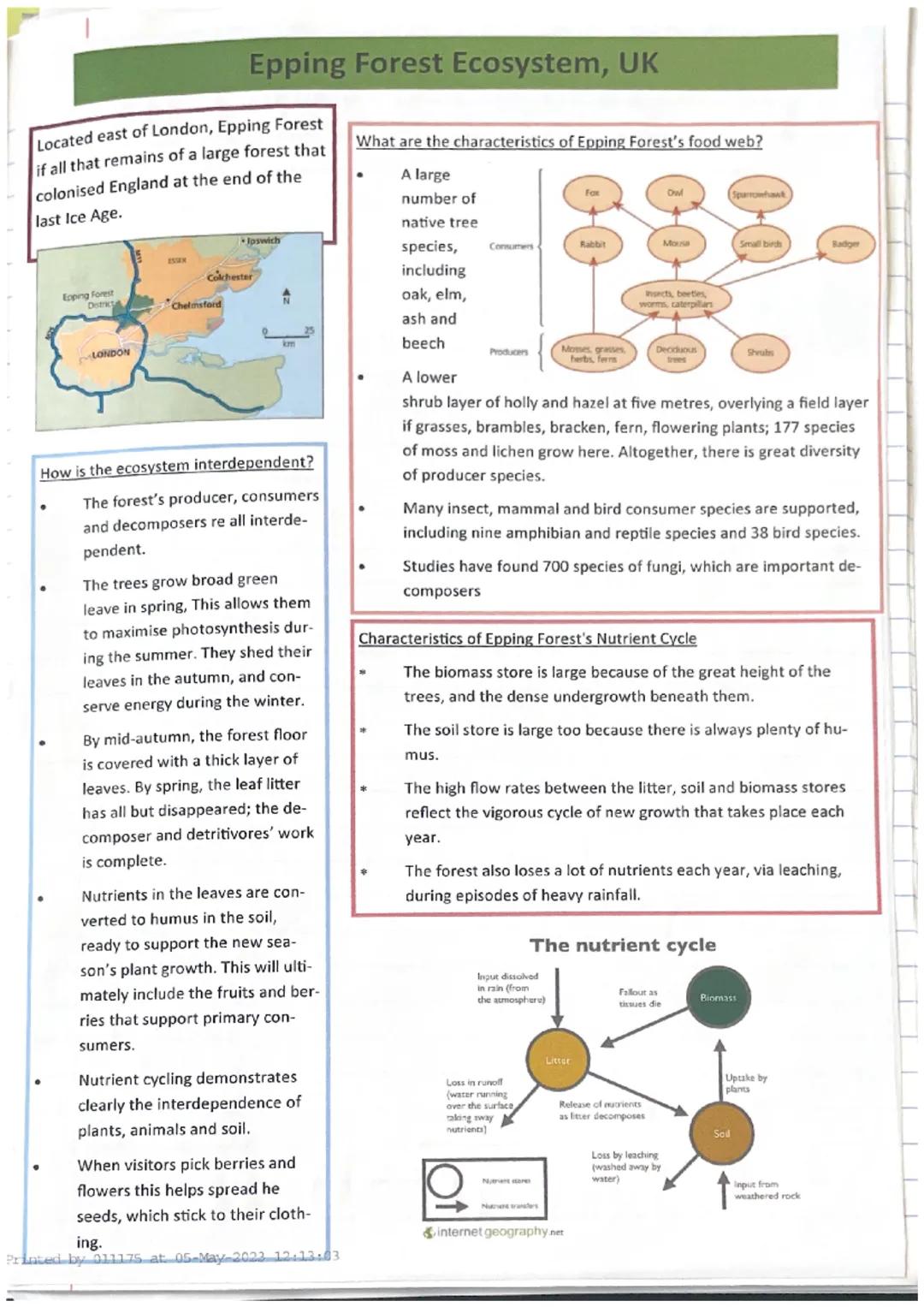Located east of London, Epping Forest
if all that remains of a large forest that
colonised England at the end of the
last Ice Age.
Epping Fo